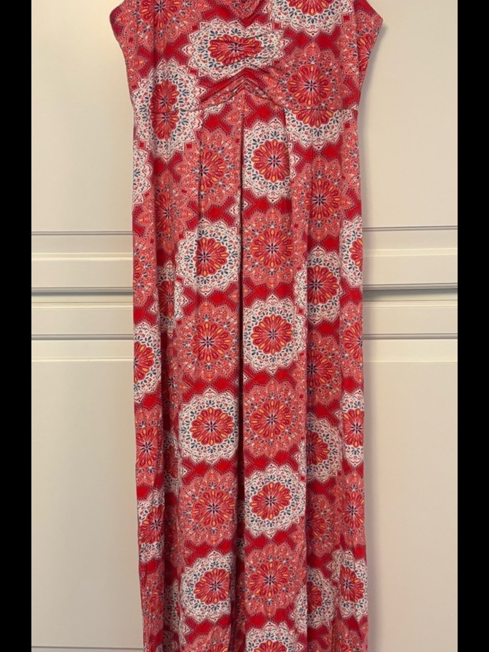 Talbots Red Floral Medallion Maxi Dress